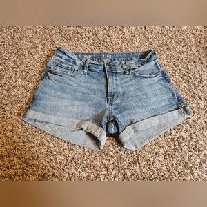 Cuffed Denim Shorts